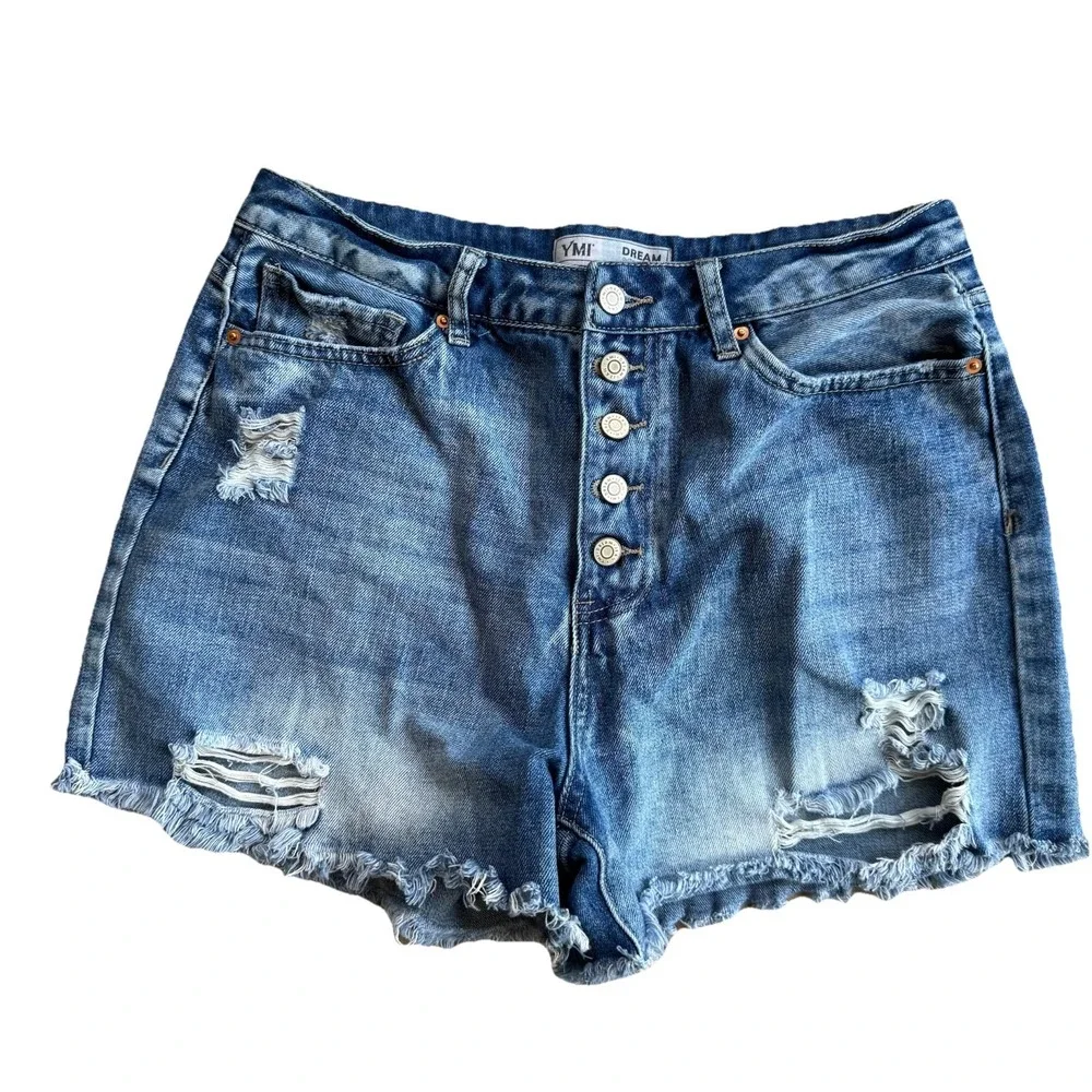 YMI Dream Brand - Blue Denim Shorts -‎ Distressed - Women's Size 11/30